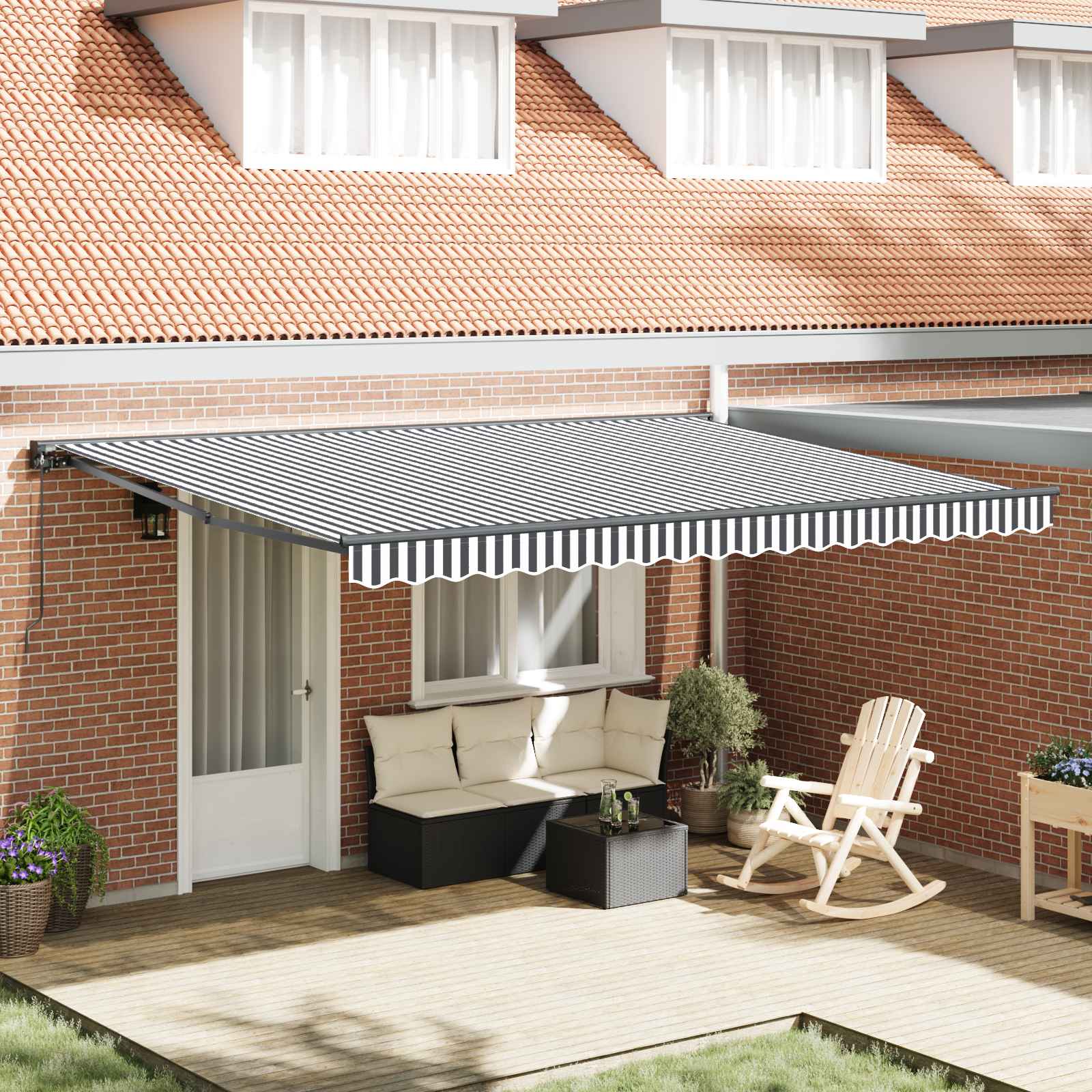 vidaXL Awning Frame Anthracite and White 450 x 300 cm 1