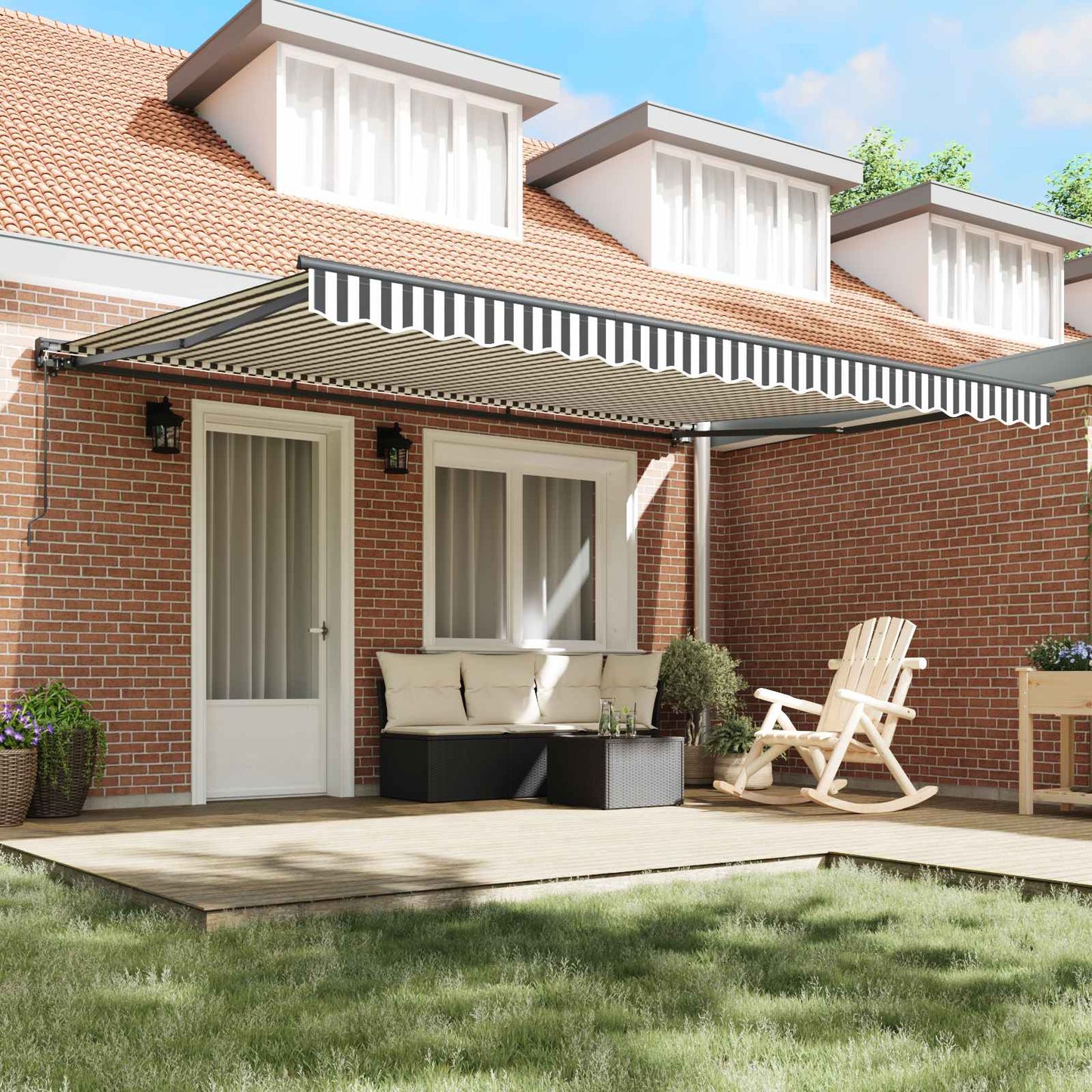 vidaXL Awning Frame Anthracite and White 450 x 300 cm 3