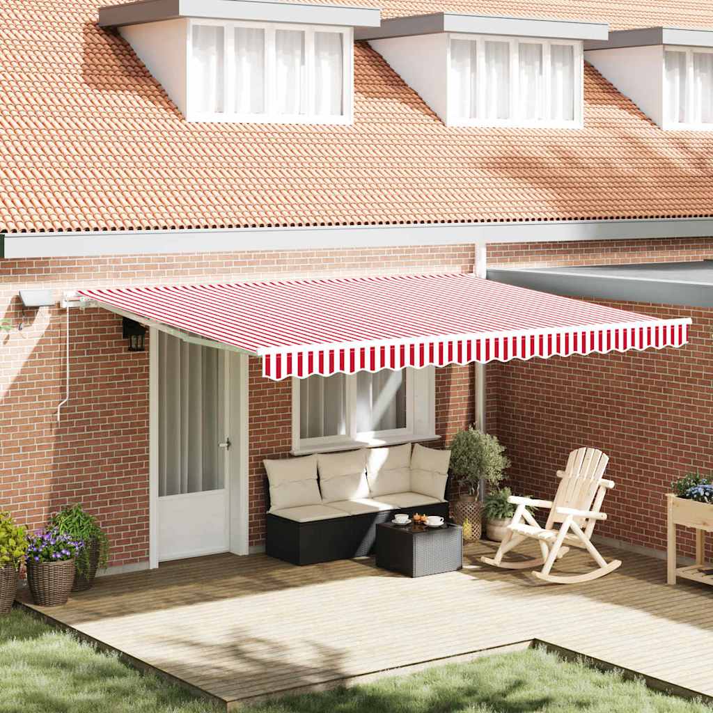 vidaXL Retractable Awning Red and White 450 x 300 cm 1