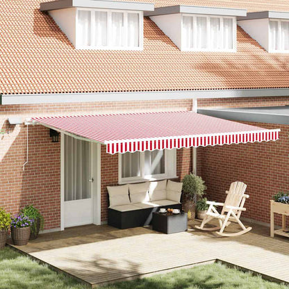 Manual Retractable Awning 450x300 cm with white frame Drop 300 cm Width 450 cm Red and white