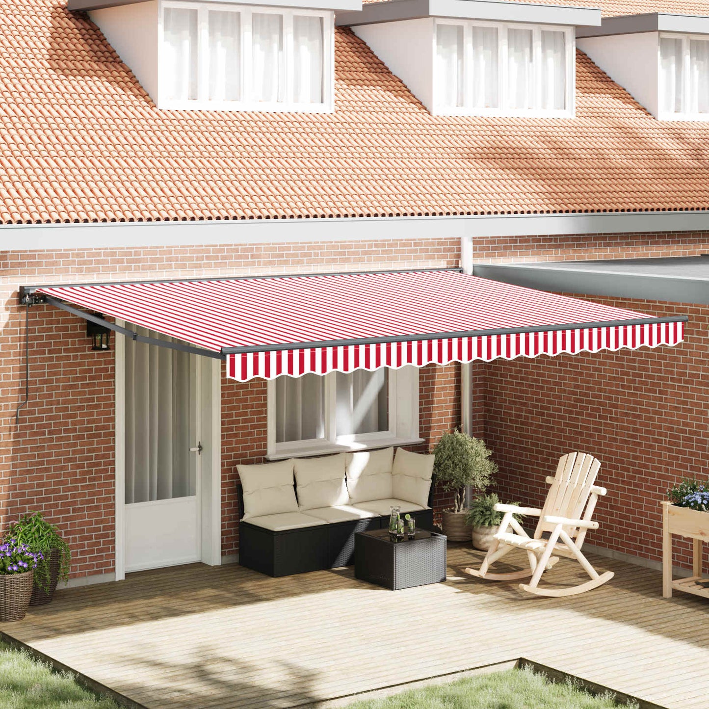vidaXL Awning Frame Red and White 450 x 300 cm 1