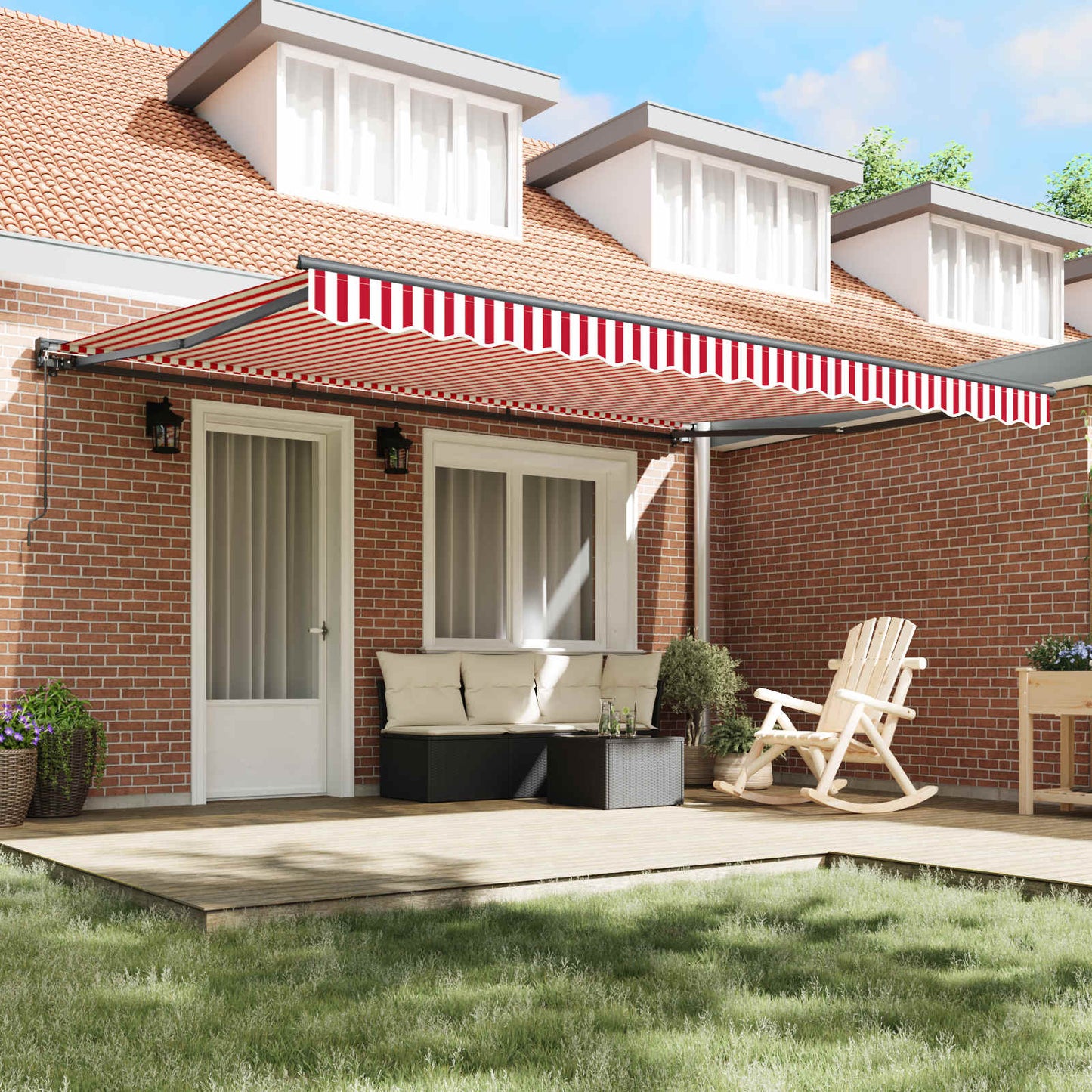 vidaXL Awning Frame Red and White 450 x 300 cm 3