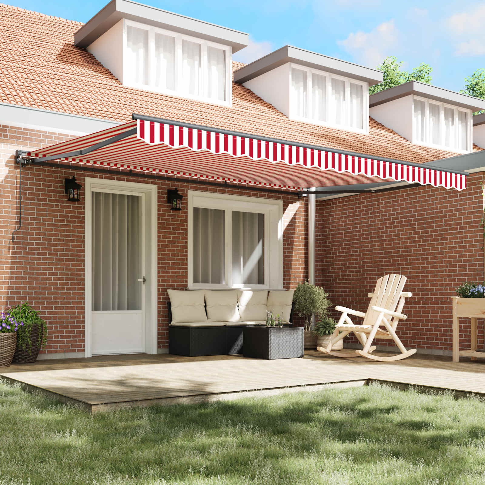 vidaXL Awning Frame Red and White 450 x 300 cm 3