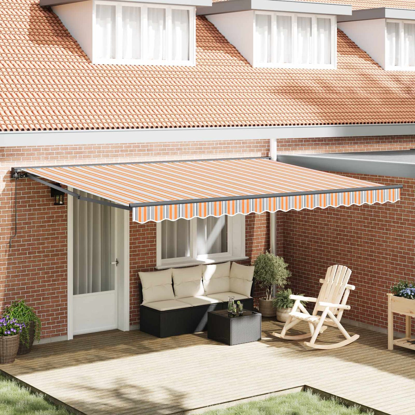 vidaXL Awning Frame Blue and Orange 450 x 300 cm 1