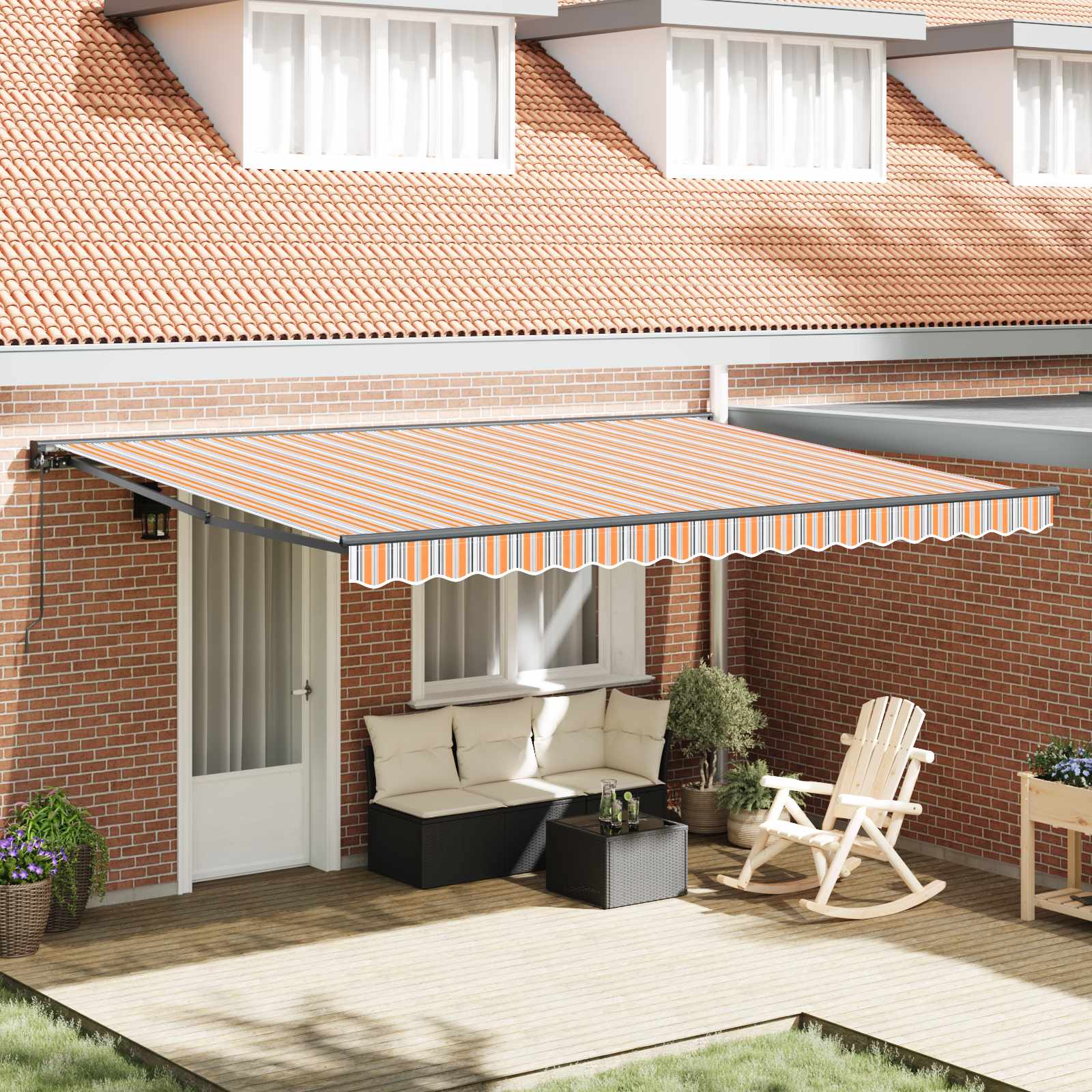 vidaXL Awning Frame Blue and Orange 450 x 300 cm 1