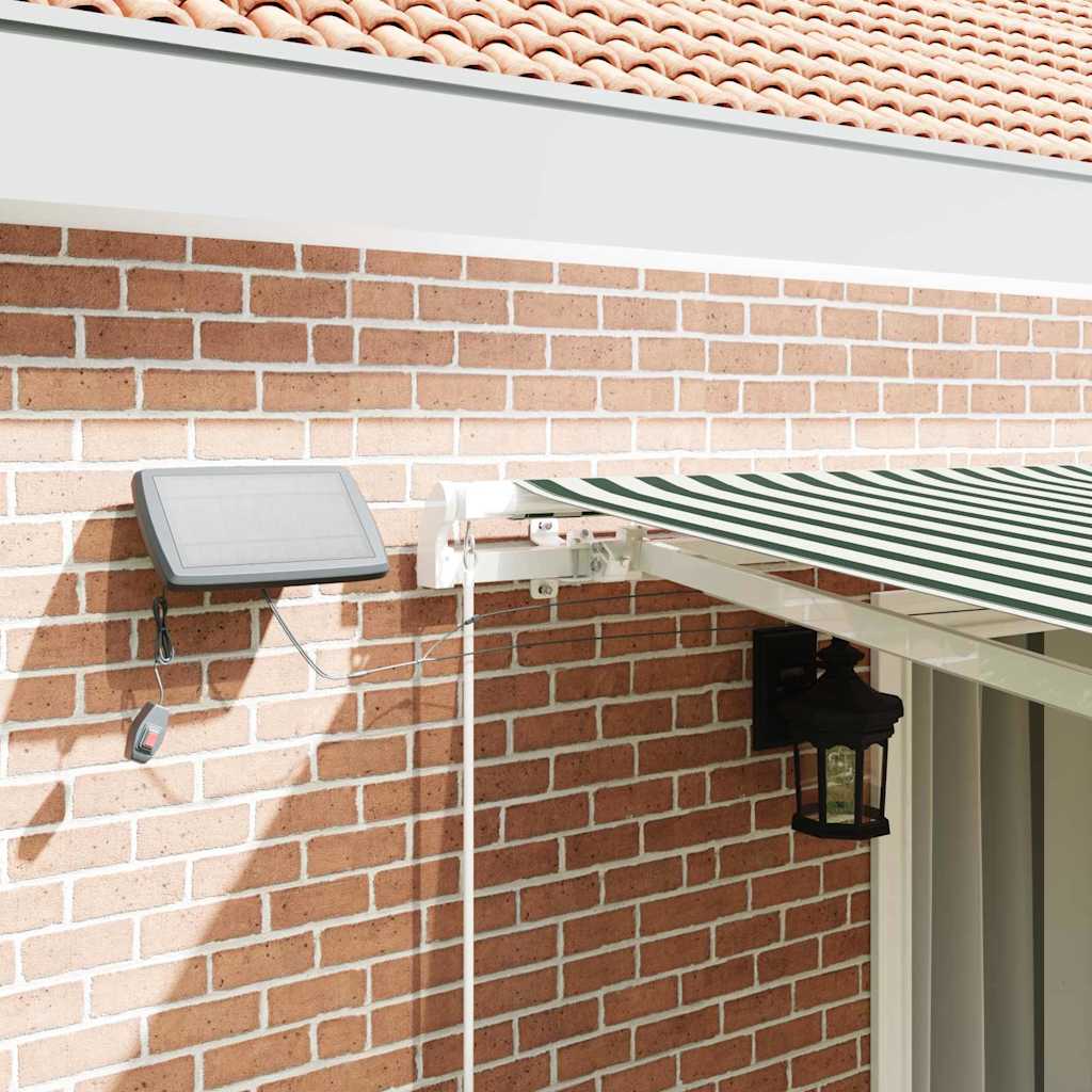 vidaXL Retractable Awning Green and White 450 x 300 cm 4