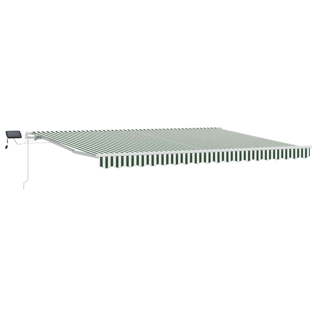 vidaXL Retractable Awning Green and White 450 x 300 cm 2