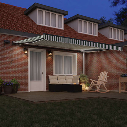 vidaXL Retractable Awning Green and White 450 x 300 cm 3