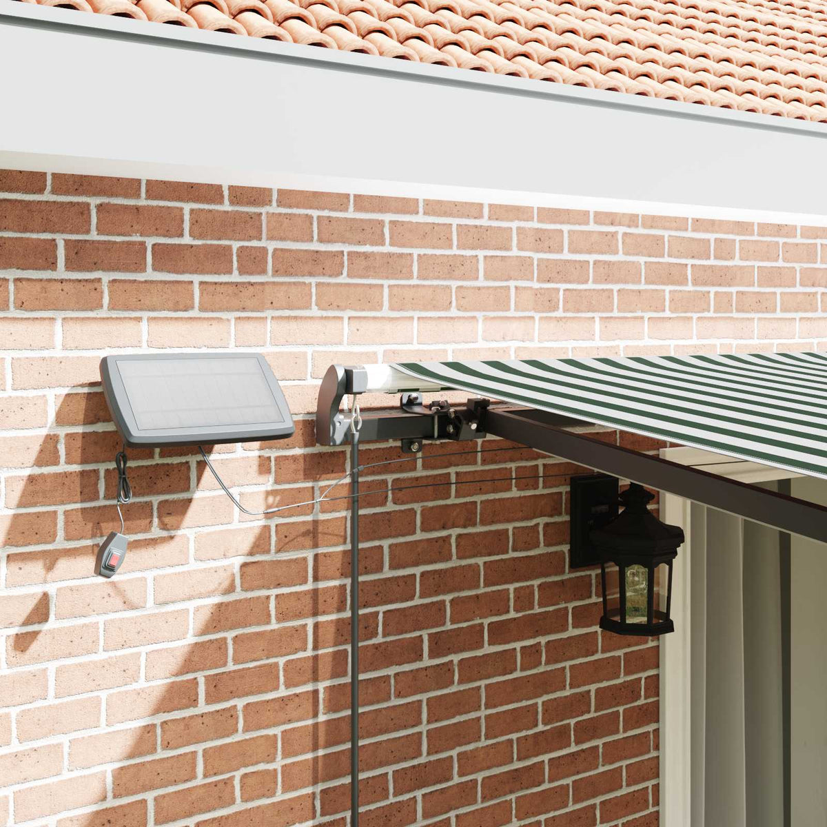vidaXL Retractable Awning Green and White 450 x 300 cm 4