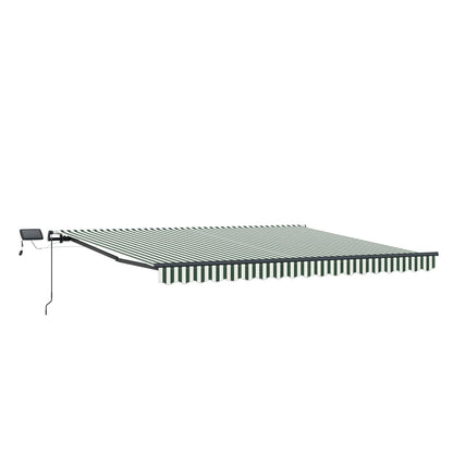 Manual Awning with Solar LED 4.5 x 3 m with anthracite frame Drop 300 cm Width 450 cm Green and white