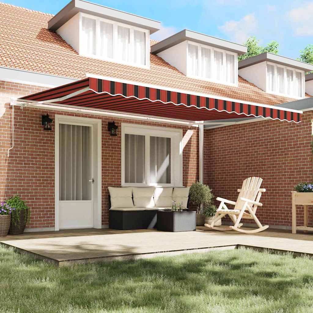 Manual Awning 4.5 x 3.5 m 100% Polyester with white frame Drop 350 cm Width 450 cm Orange/black/yellow
