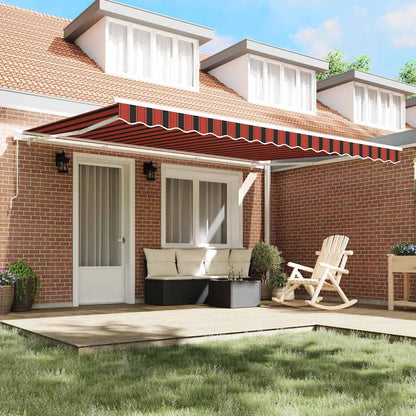 Manual Awning 4.5 x 3.5 m 100% Polyester with white frame Drop 350 cm Width 450 cm Orange/black/yellow