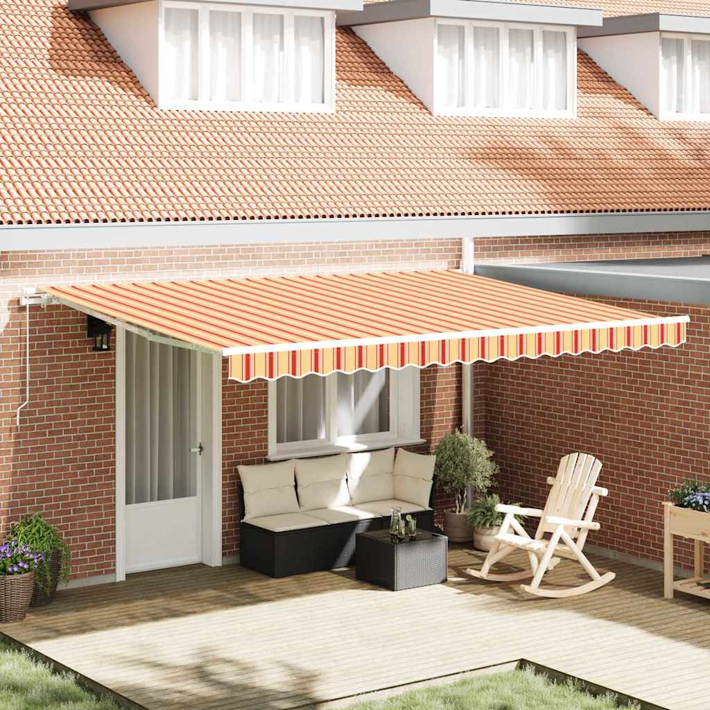 vidaXL Retractable Awning Yellow and Orange 450 x 350 x 165 cm 1