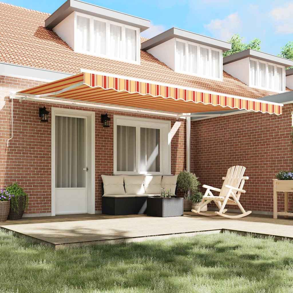 vidaXL Retractable Awning Yellow and Orange 450 x 350 x 165 cm 3