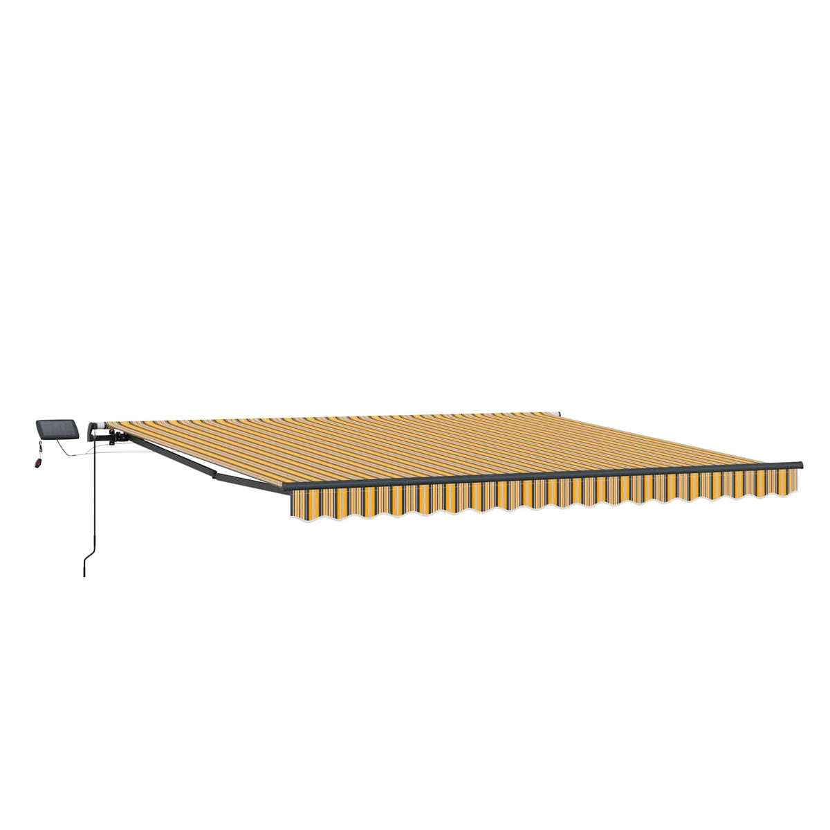 Manual Awning with Solar LED 4.5 x 3.5 m with anthracite frame Drop 350 cm Width 450 cm Yellow/grey/white