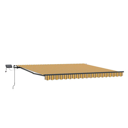 Manual Awning with Solar LED 4.5 x 3.5 m with anthracite frame Drop 350 cm Width 450 cm Yellow/grey/white