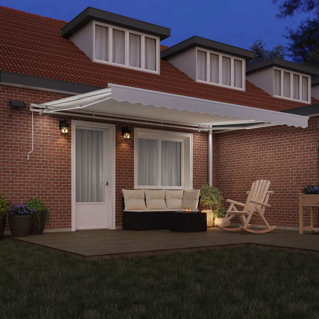 Manual Retractable Awning 450x350 cm with white frame Drop 350 cm Width 450 cm White