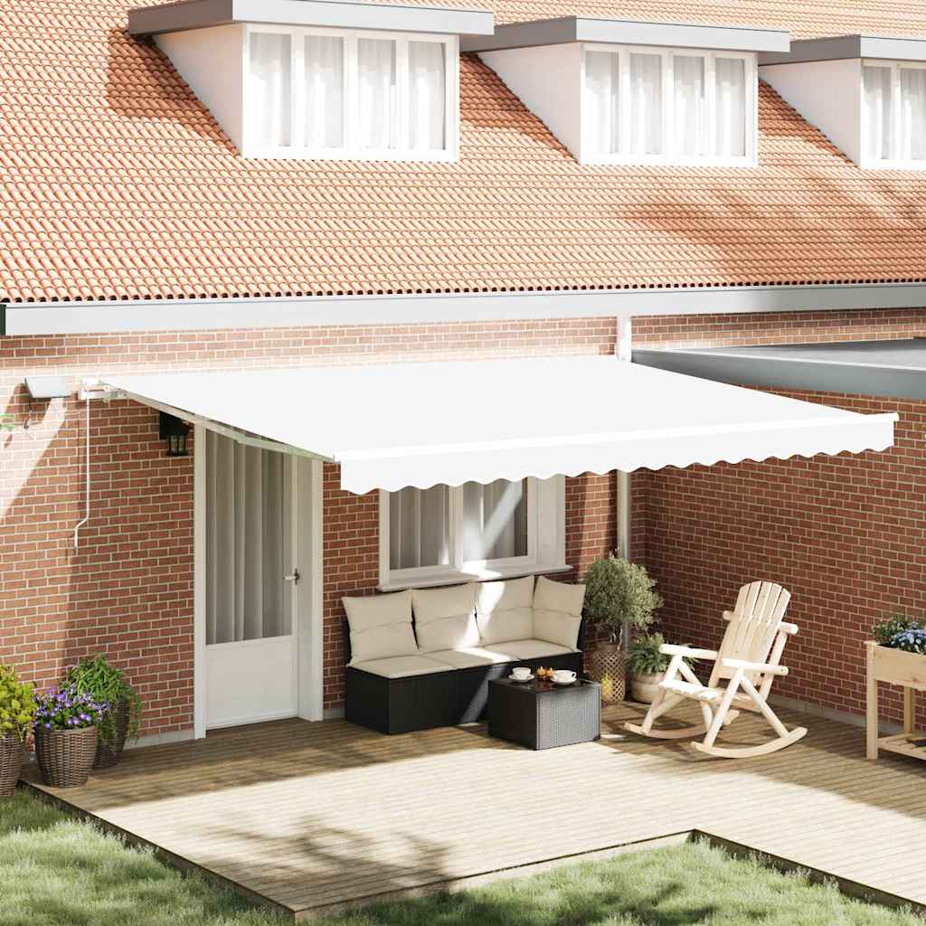 vidaXL Retractable Awning White 450 x 350 cm Fabric and Aluminium 1