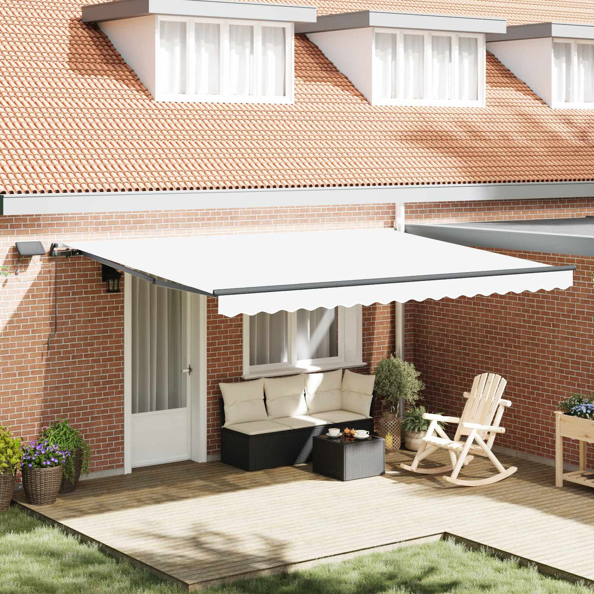 vidaXL Retractable Awning White 450 x 350 cm Fabric and Aluminium 1