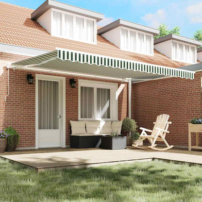 vidaXL Retractable Awning Green and White 450 x 350 x 165 cm 3