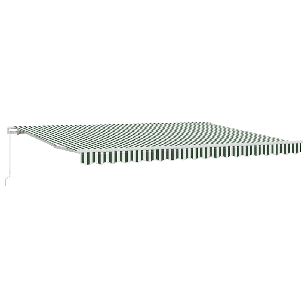 vidaXL Retractable Awning Green and White 450 x 350 x 165 cm 2