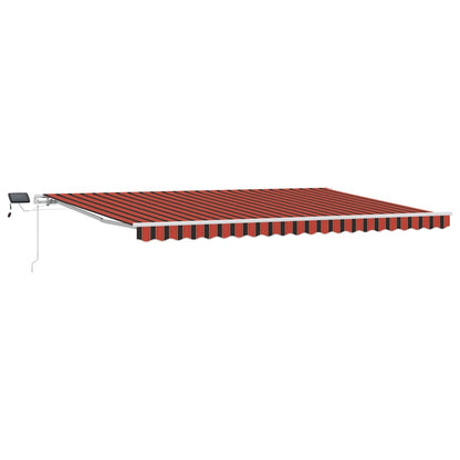 Manual Awning with Solar LED 5 x 3 m with white frame Drop 300 cm Width 500 cm Orange/black/yellow
