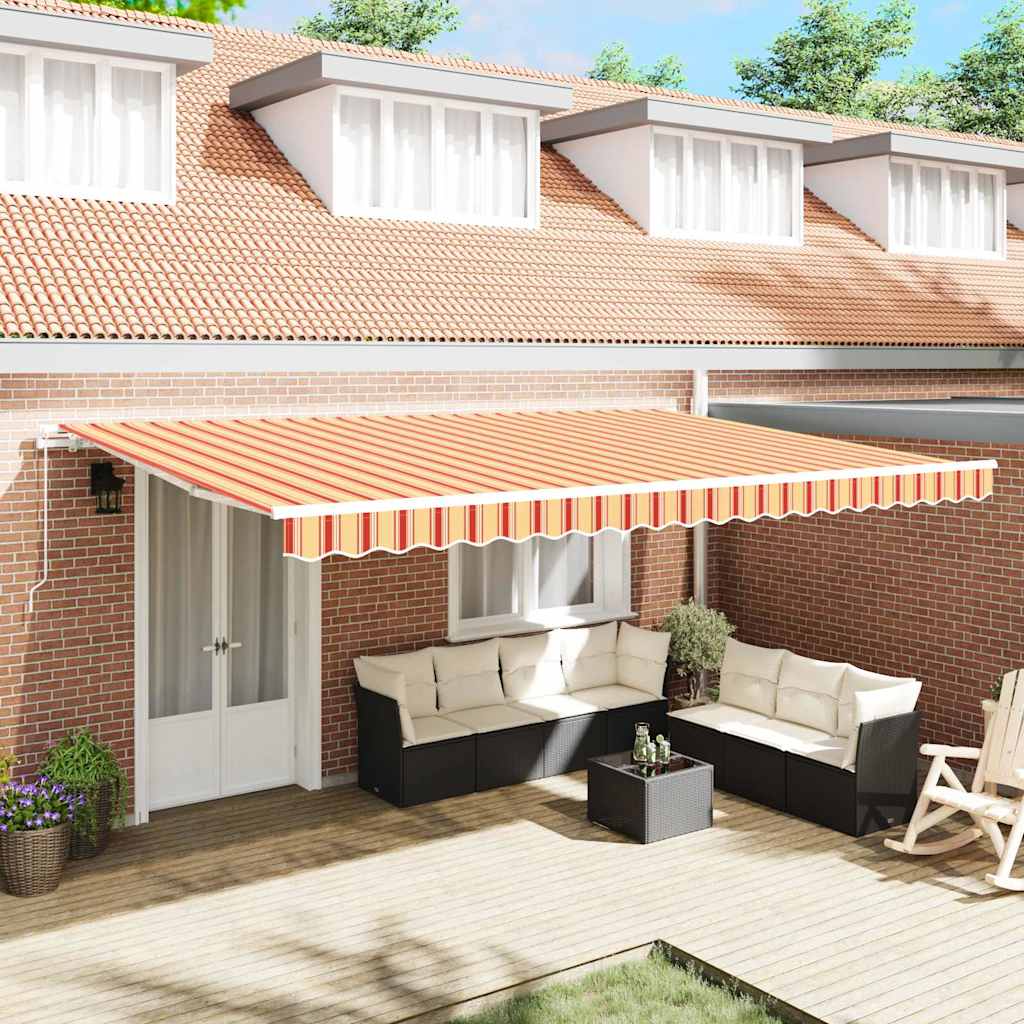 vidaXL Retractable Awning Yellow and Orange 500 x 300 x 165 cm 1
