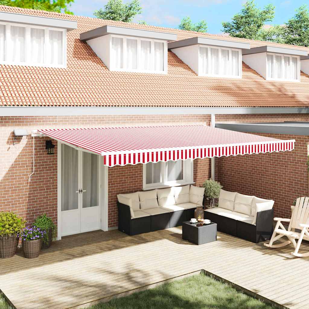 vidaXL Retractable Awning Red and White 500 x 300 cm 1