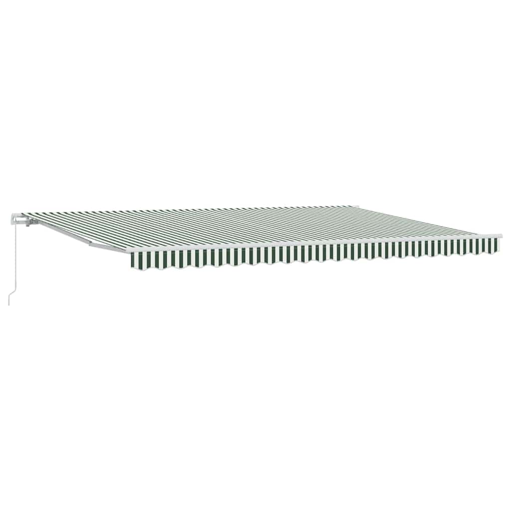 vidaXL Retractable Awning Green and White 500 x 300 cm 2