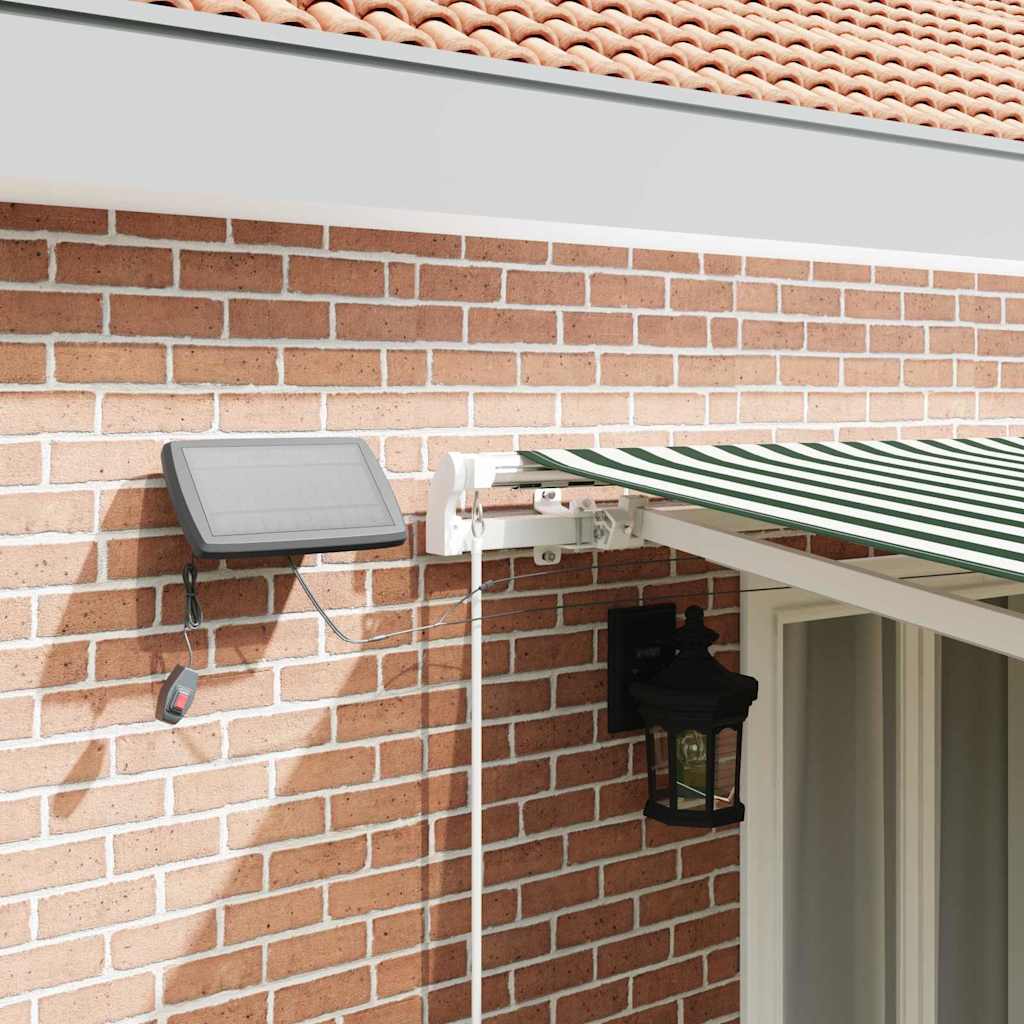 vidaXL Retractable Awning Green and White 500 x 300 cm 4