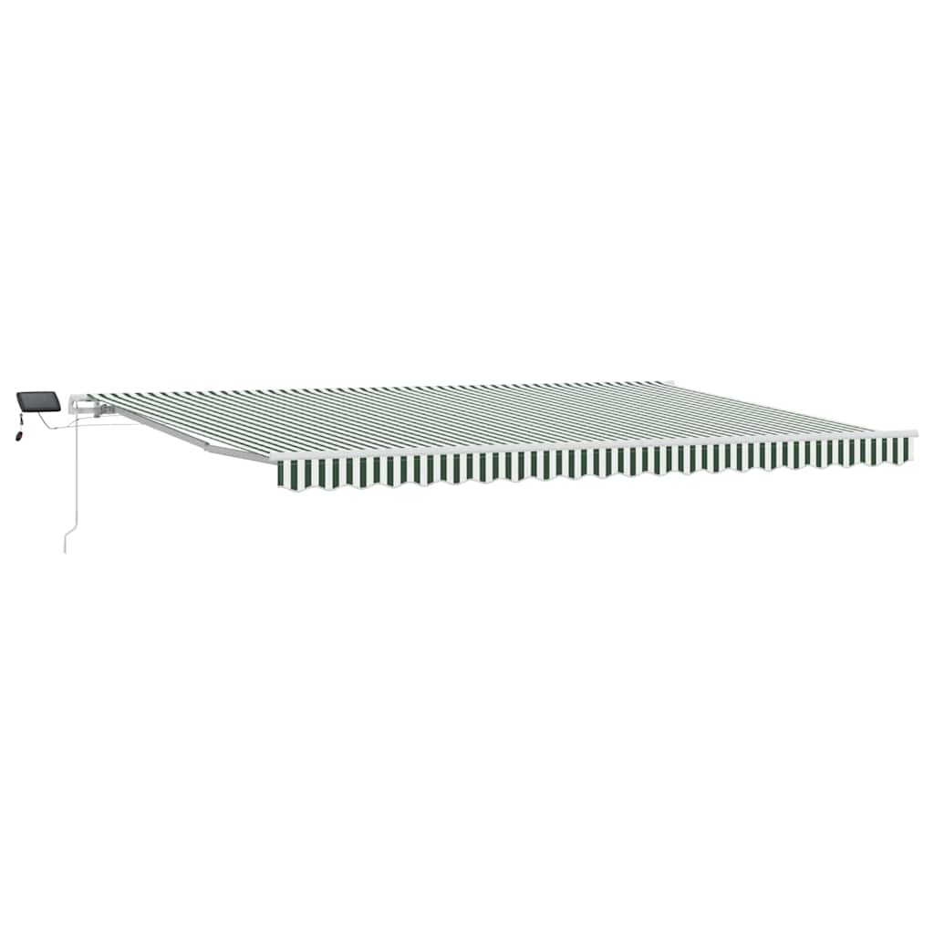 vidaXL Retractable Awning Green and White 500 x 300 cm 2
