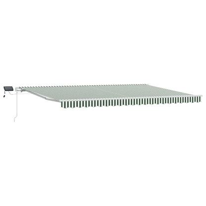 vidaXL Retractable Awning Green and White 500 x 300 cm 2