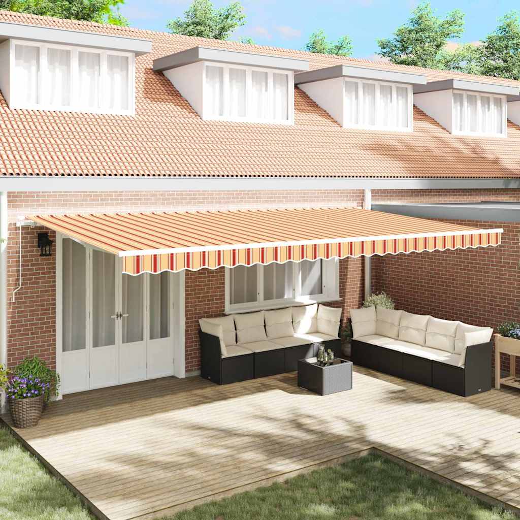 vidaXL Retractable Awning Yellow and Orange 600 x 300 cm 1