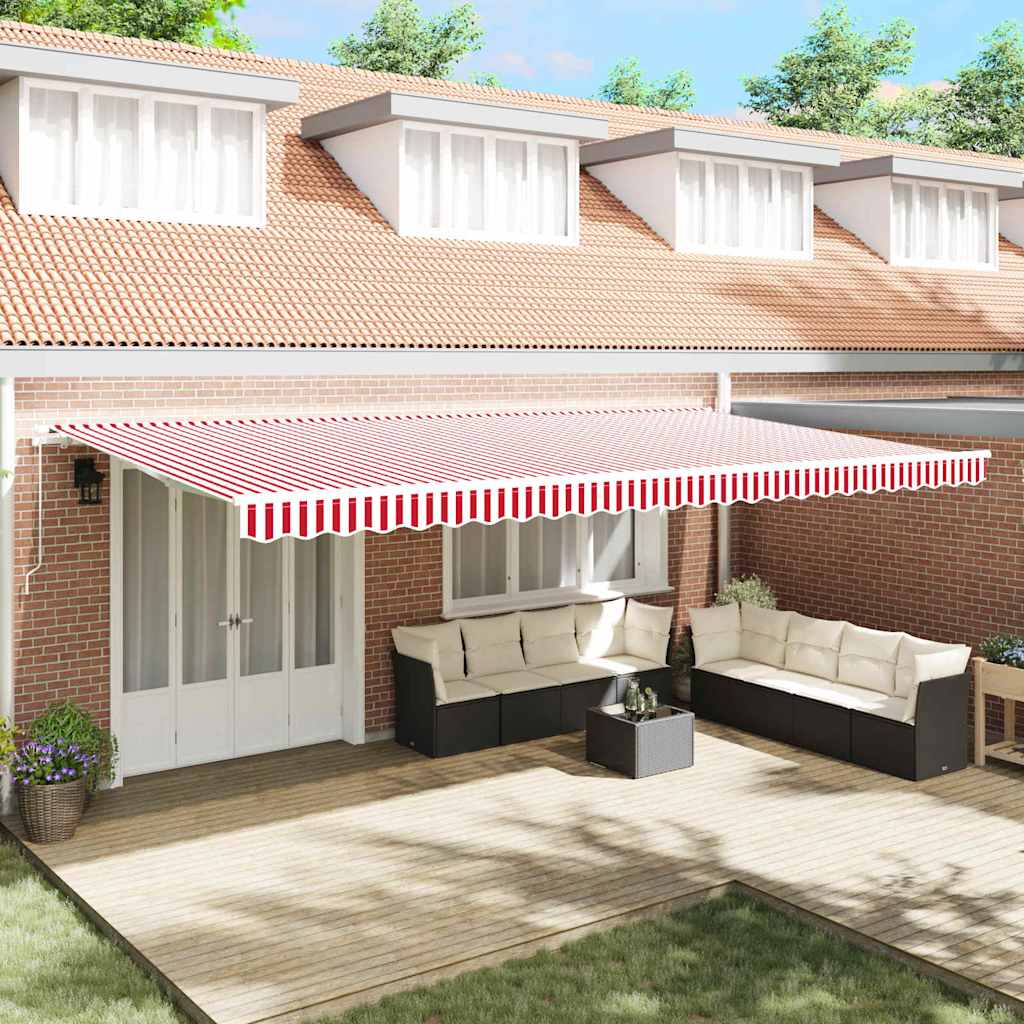 vidaXL Retractable Awning Red and White 600 x 300 cm 1