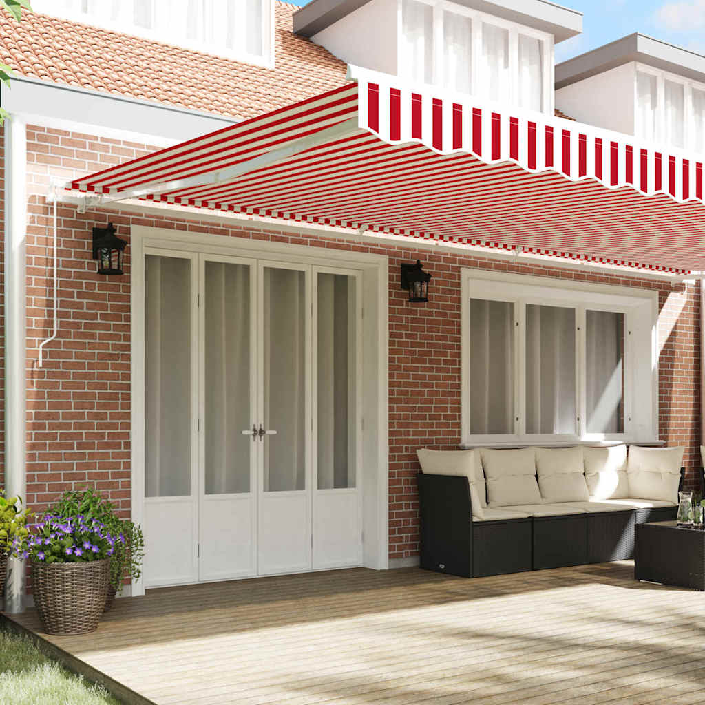 vidaXL Retractable Awning Red and White 600 x 300 cm 3