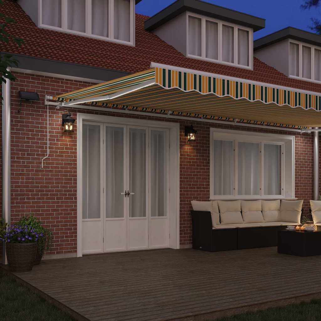 vidaXL Retractable Awning Green and yellow 600 x 300 cm 3