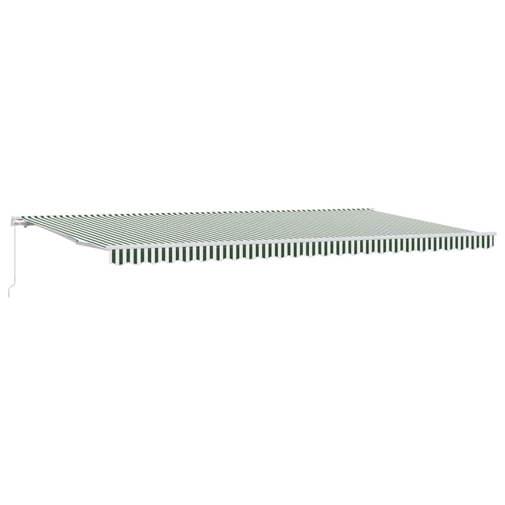 vidaXL Retractable Awning Green and White 600 x 300 cm 2