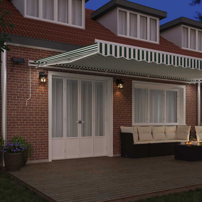 vidaXL Retractable Awning Green and White 600 x 300 cm 3