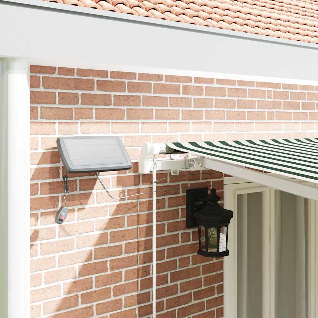 vidaXL Retractable Awning Green and White 600 x 300 cm 4