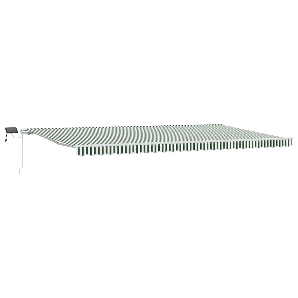 vidaXL Retractable Awning Green and White 600 x 300 cm 2