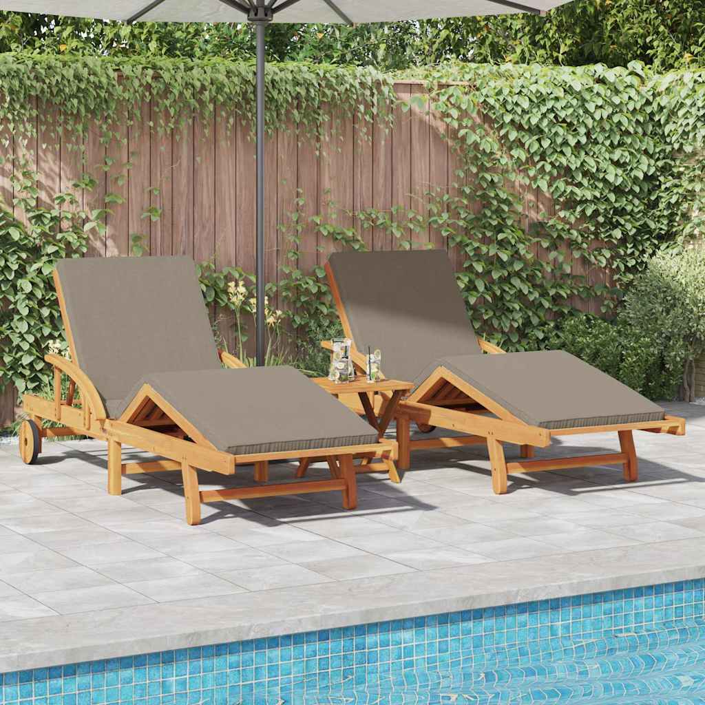 vidaXL Sun Lounger 2 pcs Solid Acacia Wood Taupe 1