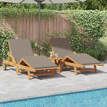 vidaXL Sun Lounger 2 pcs Solid Acacia Wood Taupe 1