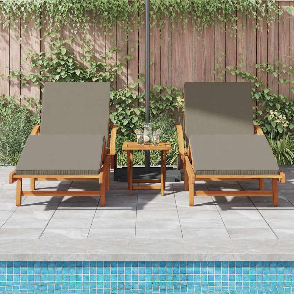 vidaXL Sun Lounger 2 pcs Solid Acacia Wood Taupe 3
