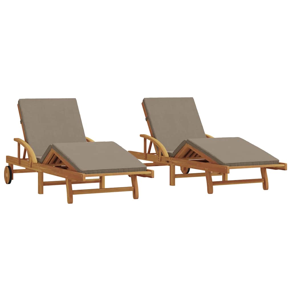 vidaXL Sun Lounger 2 pcs Solid Acacia Wood Taupe 2