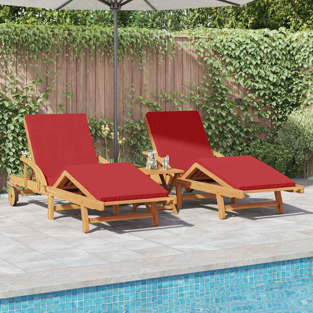 vidaXL Sun Lounger 2 pcs Solid Acacia Wood Red 1