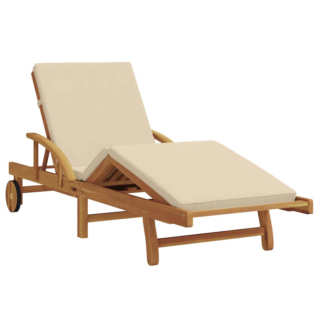 vidaXL Sun Lounger 3 pcs Solid Acacia Wood Beige 4