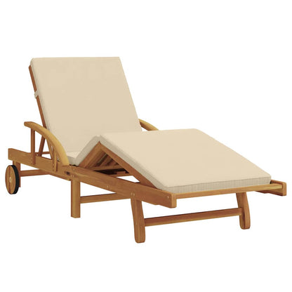 vidaXL Sun Lounger 3 pcs Solid Acacia Wood Beige 4