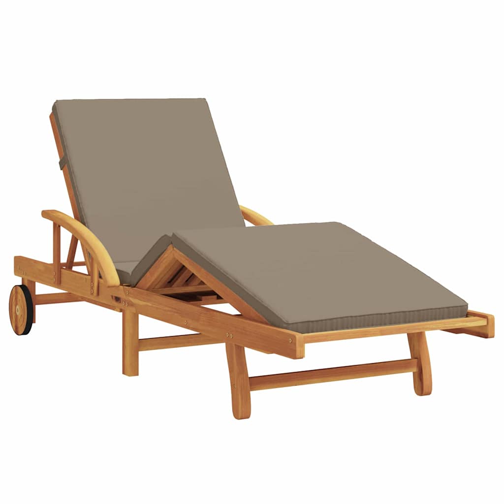 vidaXL Sun Lounger 3 pcs Solid Acacia Wood Taupe 4