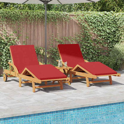 vidaXL Sun Lounger 3 pcs Solid Acacia Wood Red 1