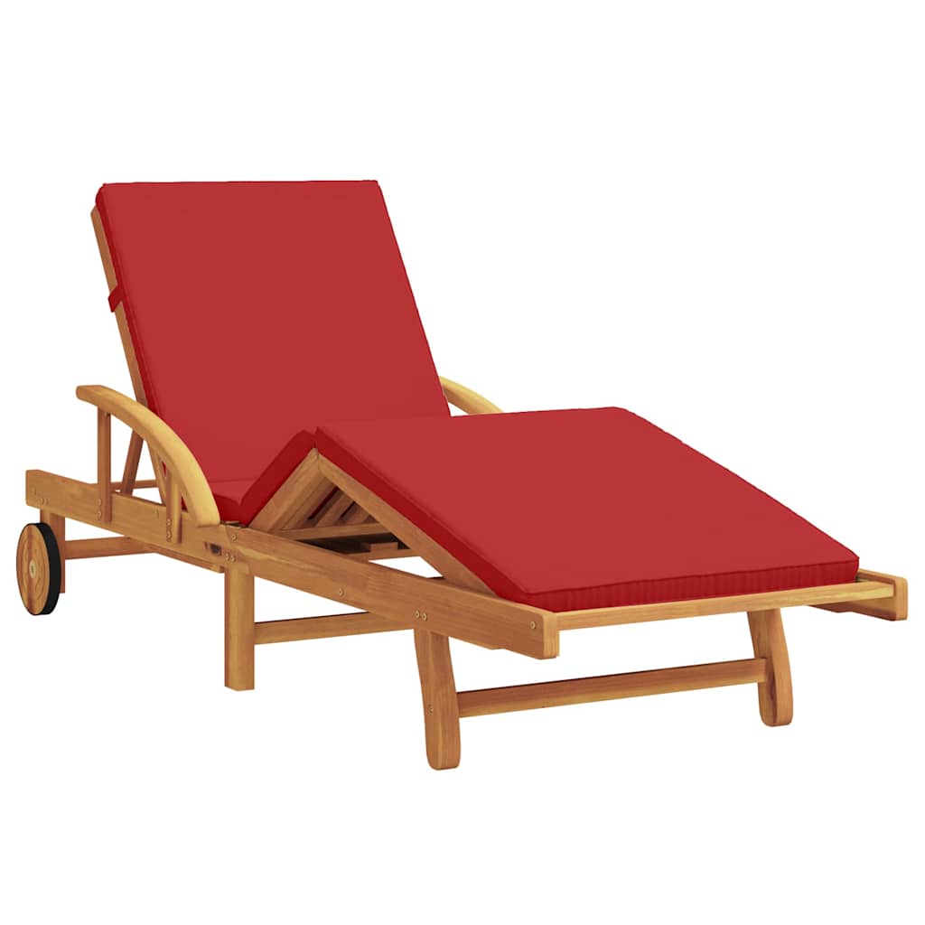 vidaXL Sun Lounger 3 pcs Solid Acacia Wood Red 4